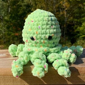 Handmade Crochet Green Jellyfish Amigurumi Plushie